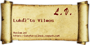 Lukáts Vilmos névjegykártya